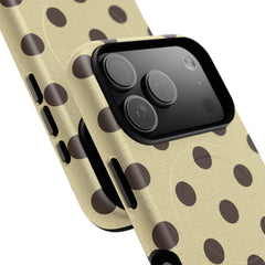 Butter & Brown Polka Dot Magnetic Phone Case by etchd, view 100