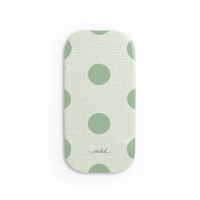 Sage Polka Dot Click-On Phone Grip by etchd