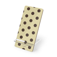 Butter Yellow And Brown Polka Dot Phone Stand by etchd