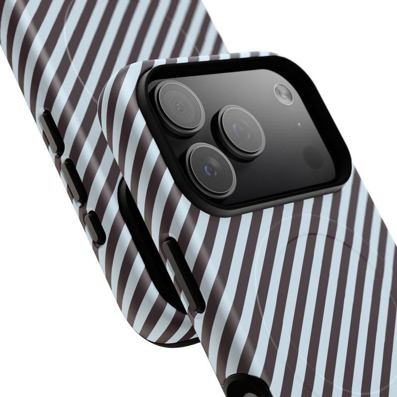 Plum & Blue Striped Diagonal Magnetic Phone Case by etchd, view 100