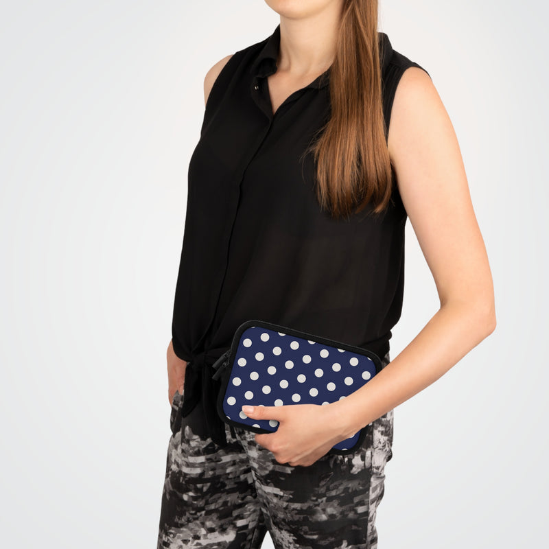 Cream & Navy Polka Dot Laptop Sleeve by etchd, view 15