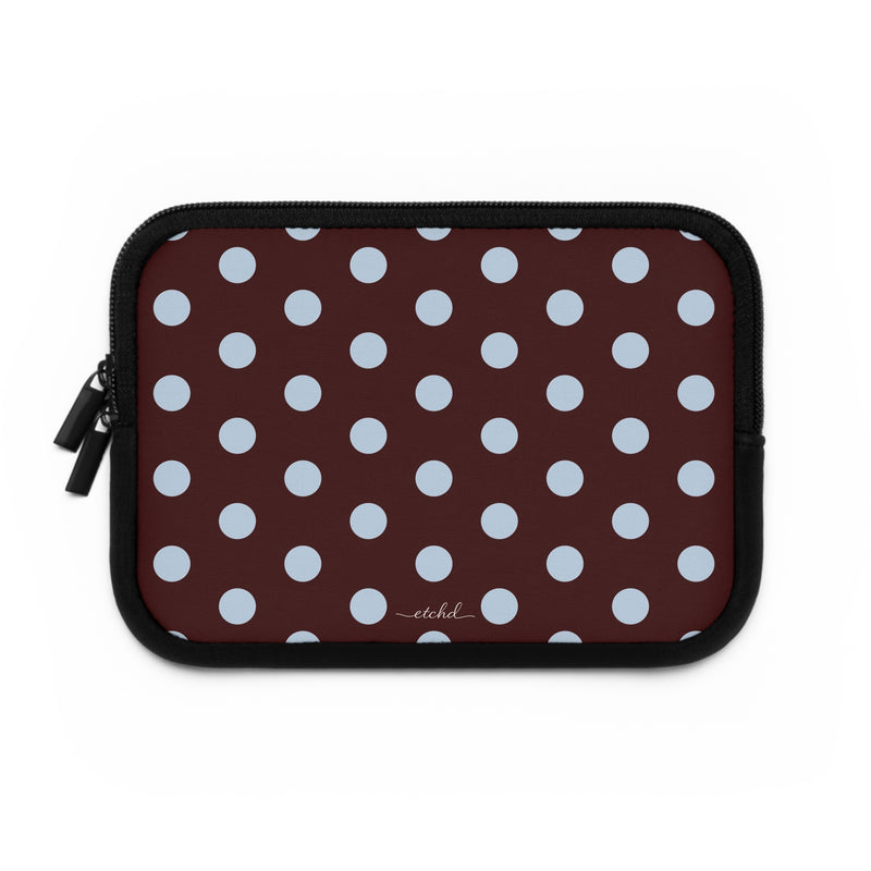 Cherry & Blue Polka Dot Laptop Sleeve by etchd, view 2