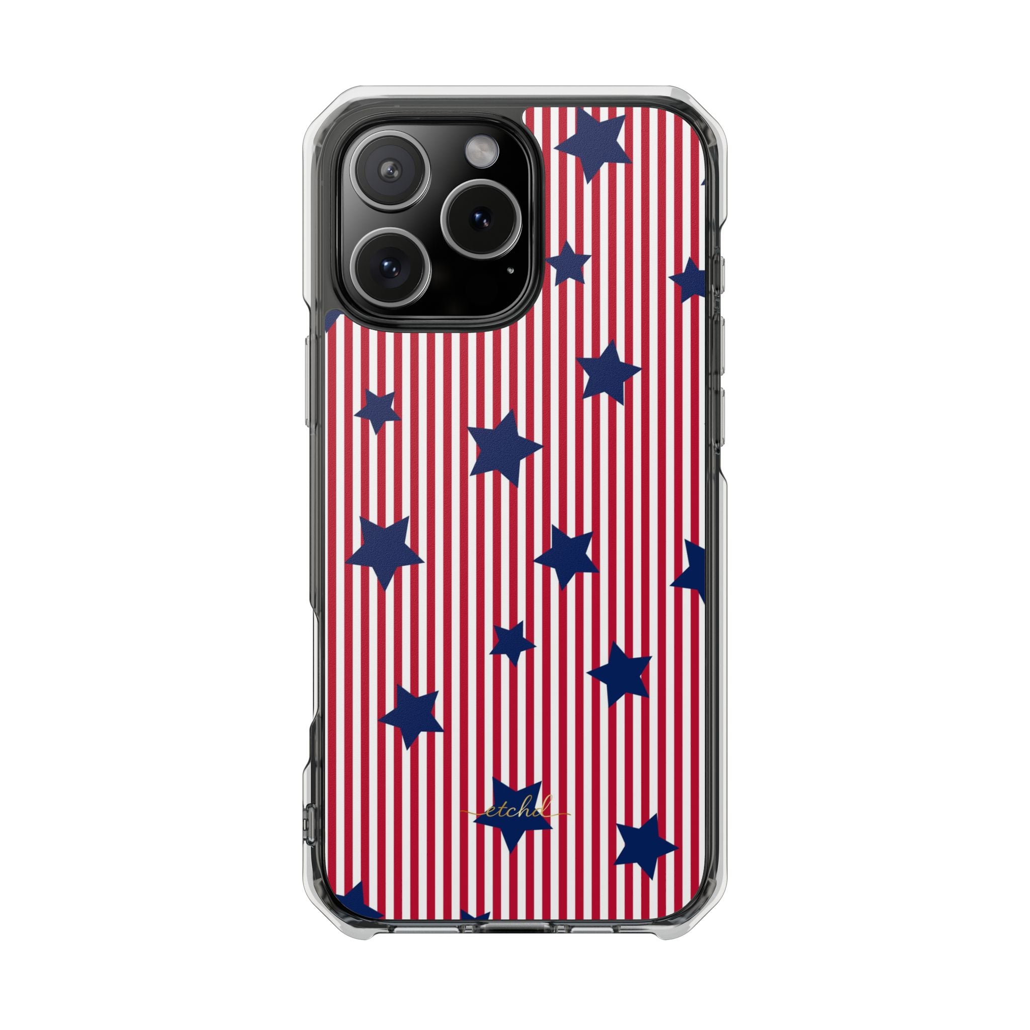 Red Stripes & Blue Stars Clear Magnetic Phone Case by etchd