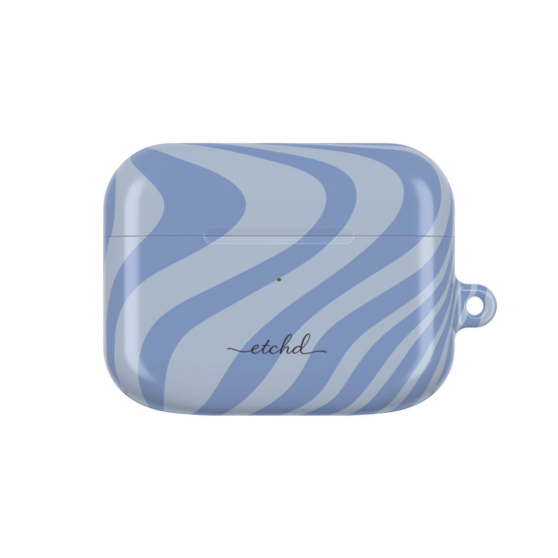 Blue Curved Lines AirPod Case by etchd