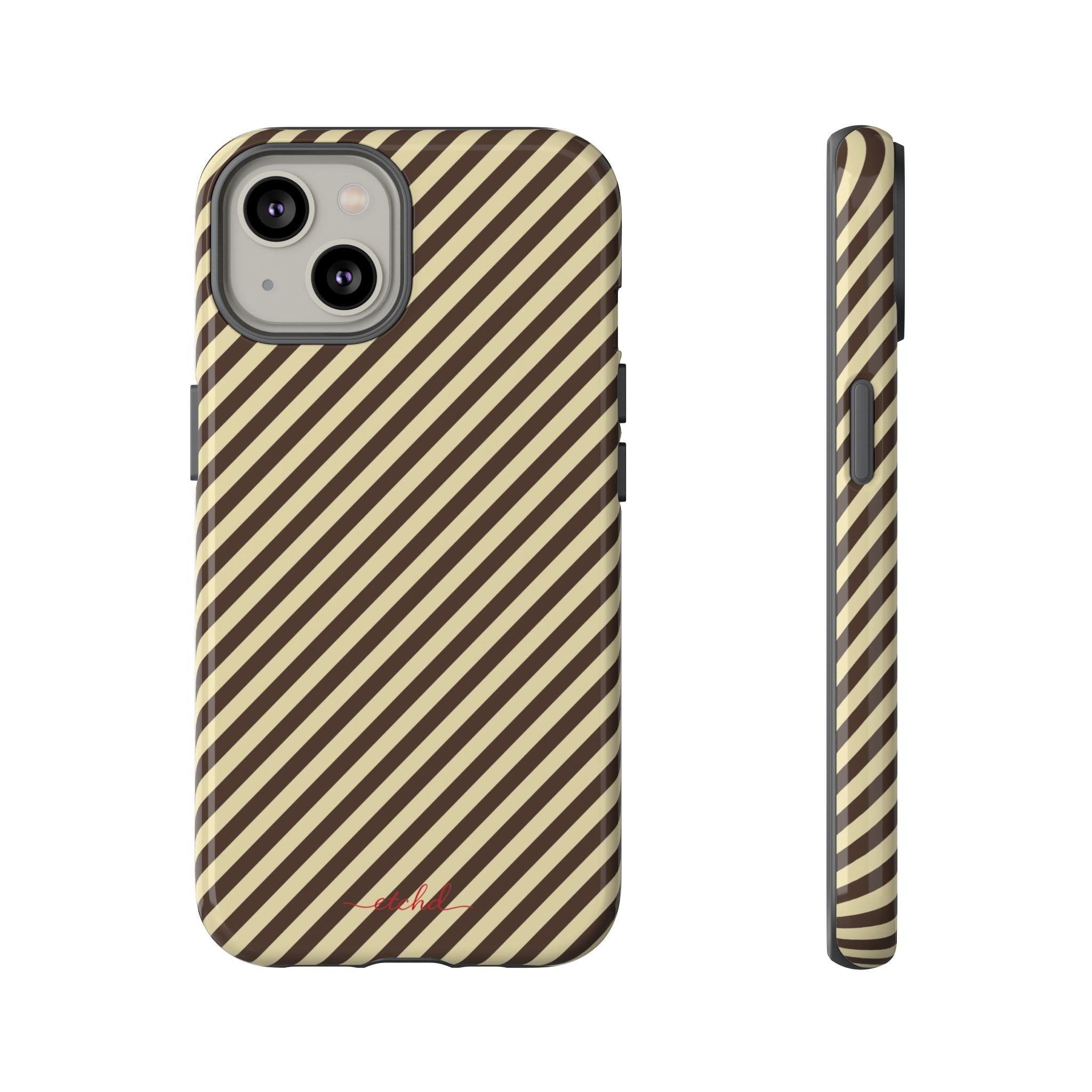 Butter & Brown Striped Diagonal Phone Case by etchd, view 2