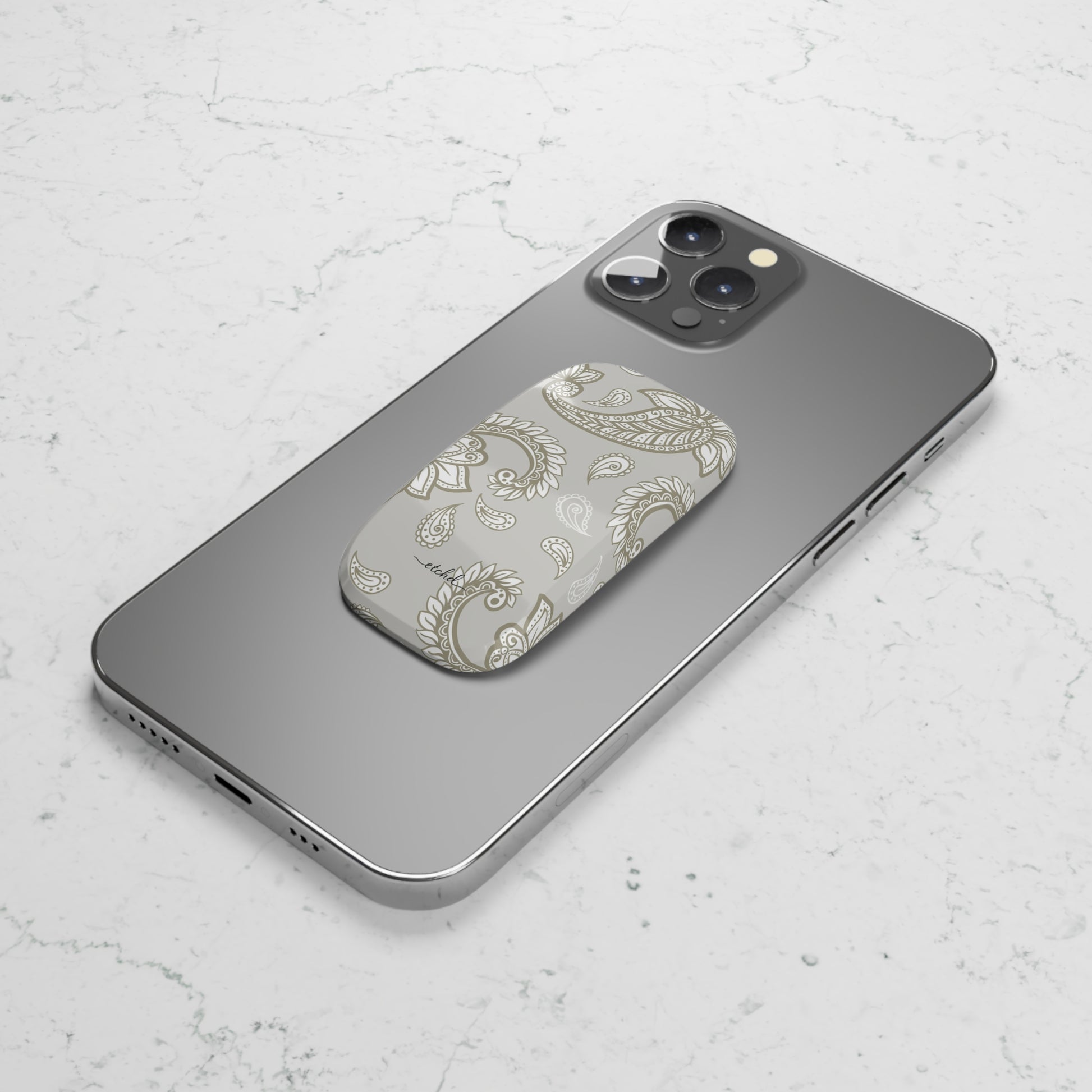 Beige Paisley Click-On Phone Grip by etchd, view 5