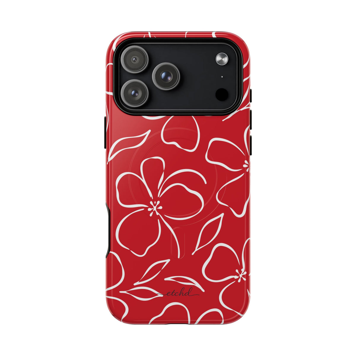 Classic Red & White Floral Magnetic Phone Case by etchd, view 31