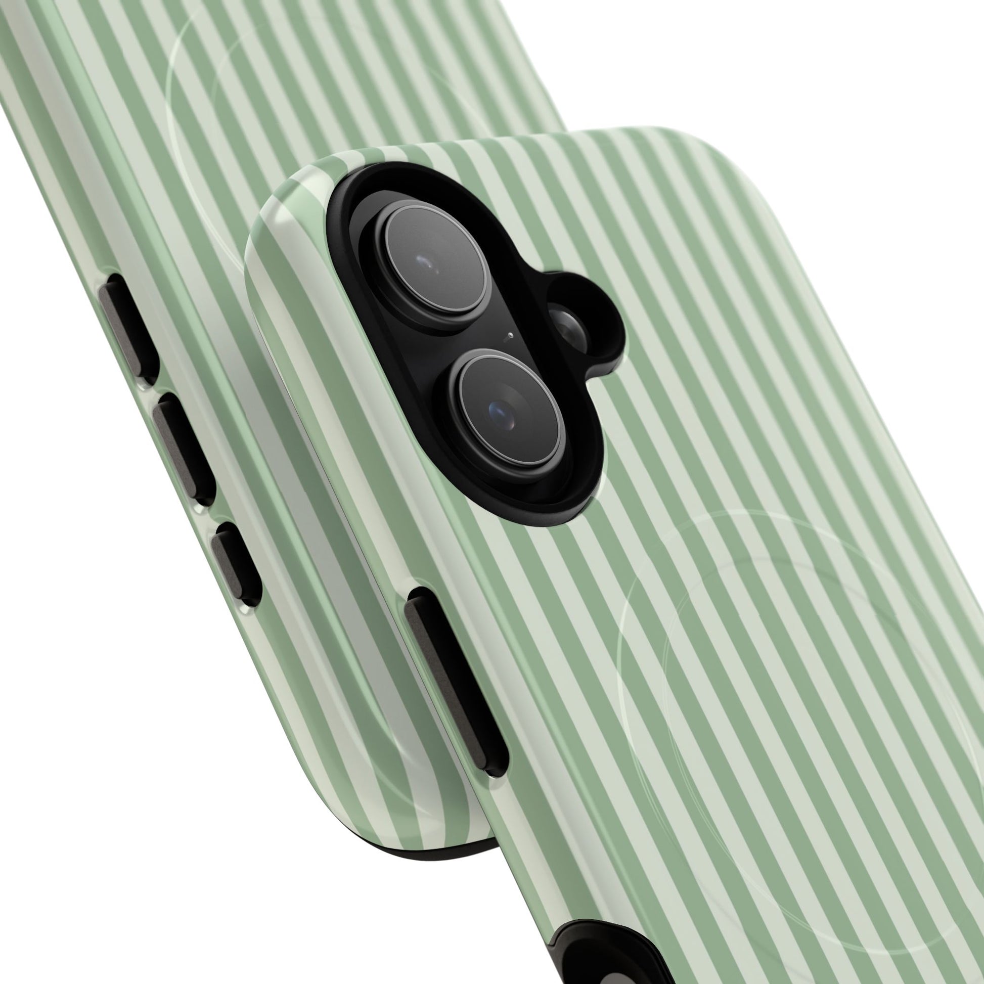 Sage & Cream Striped Magnetic Phone Case by etchd, view 87