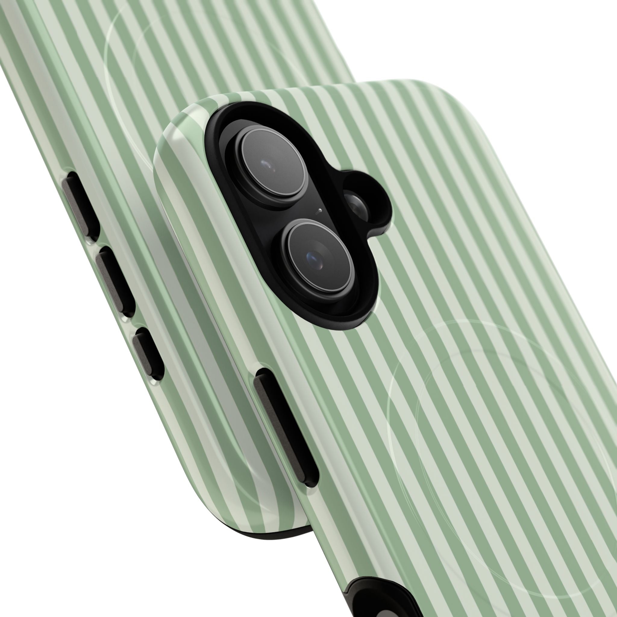 Sage & Cream Striped Magnetic Phone Case by etchd, view 87
