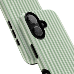 Sage & Cream Striped Magnetic Phone Case by etchd, view 87