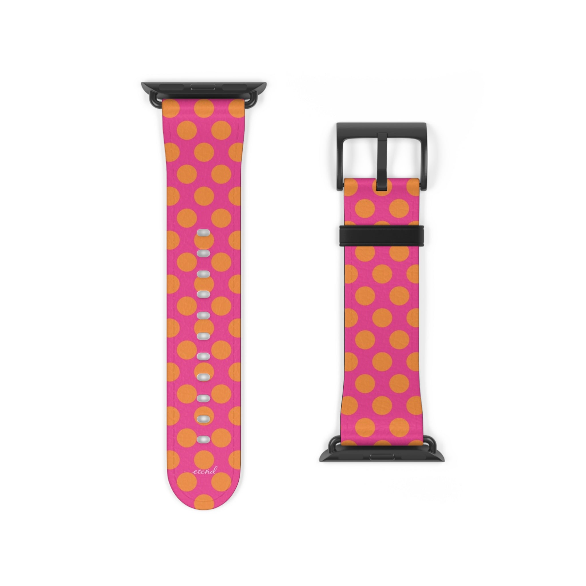 Orange & Pink Polka Dot Smartwatch Strap by etchd, view 9