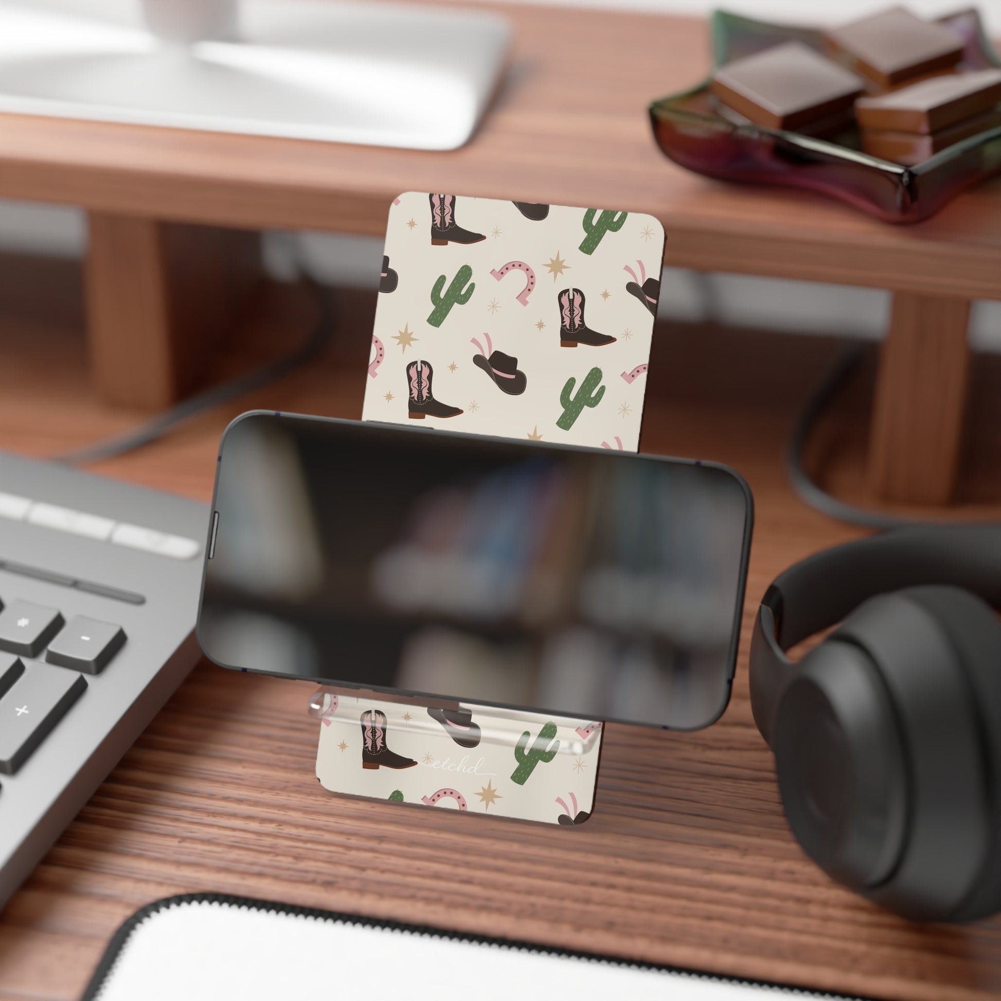 Pink Western Phone Stand by etchd, view 4