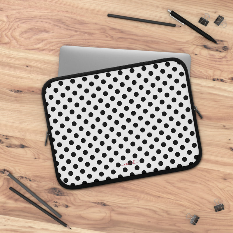 Black & White Polka Dot Housse ordinateur-zoom-
