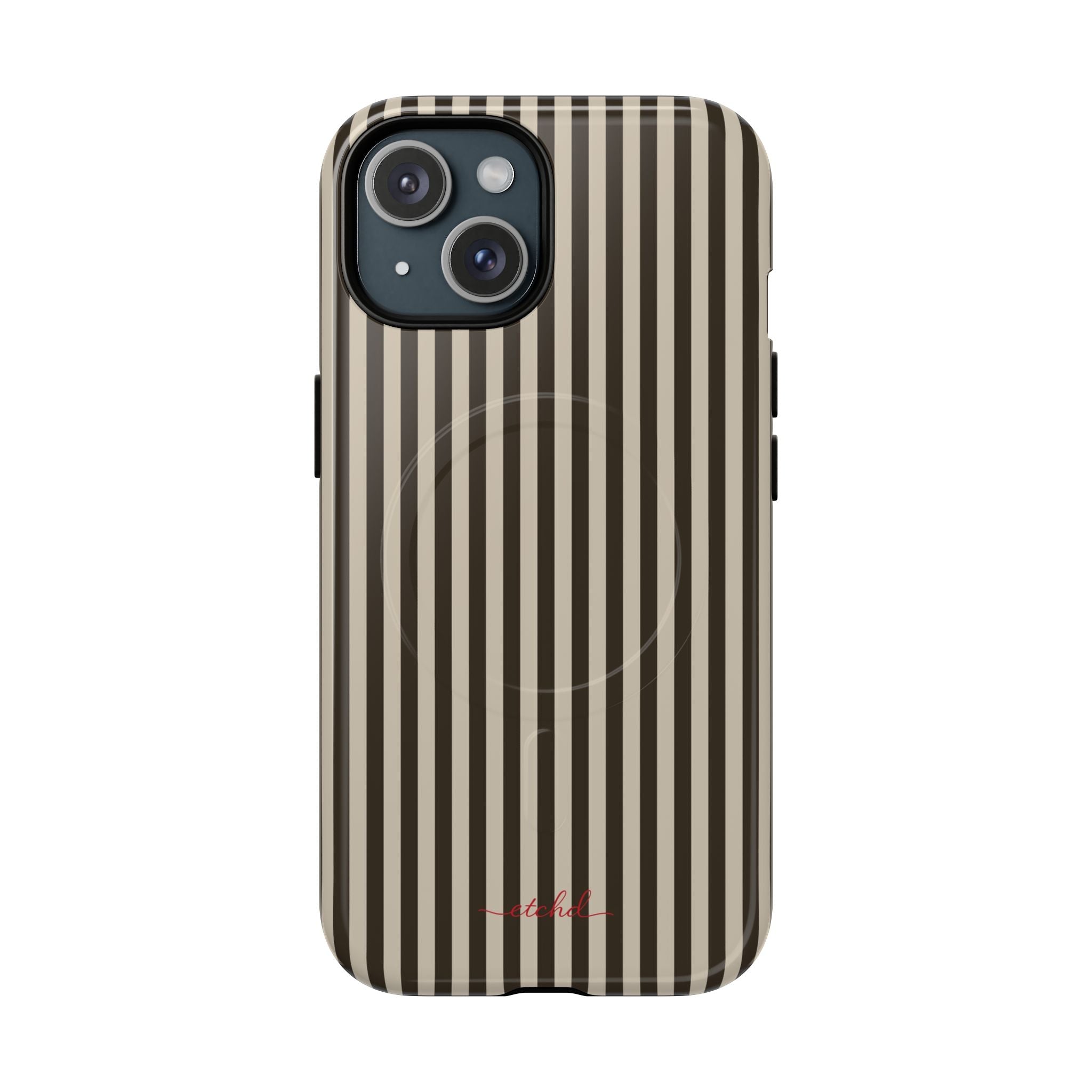 Cream & Brown Striped Funda magnética para móvil de etchd, vista 2
