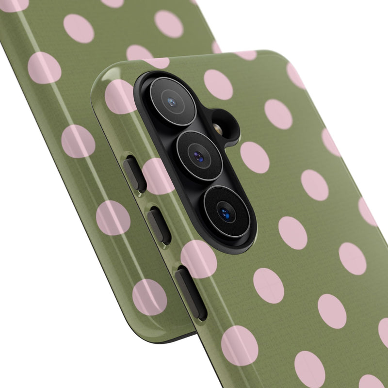 Pink And Green Polka Dot Phone Case by etchd, view 209