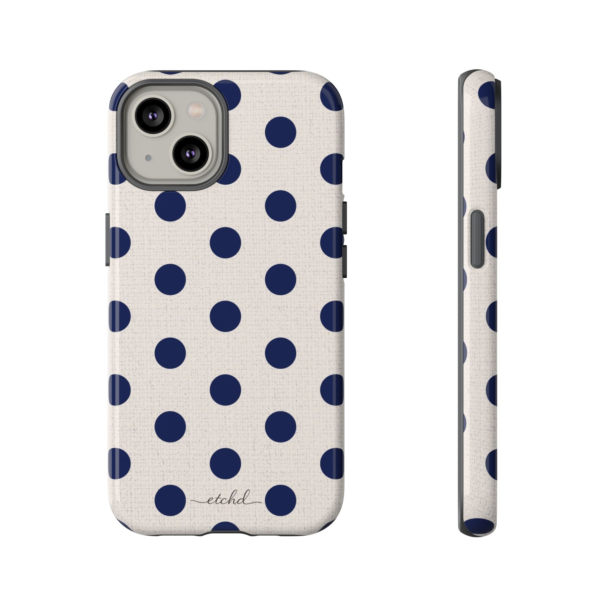 Navy & Cream Polka Dot Phone Case by etchd, view 2