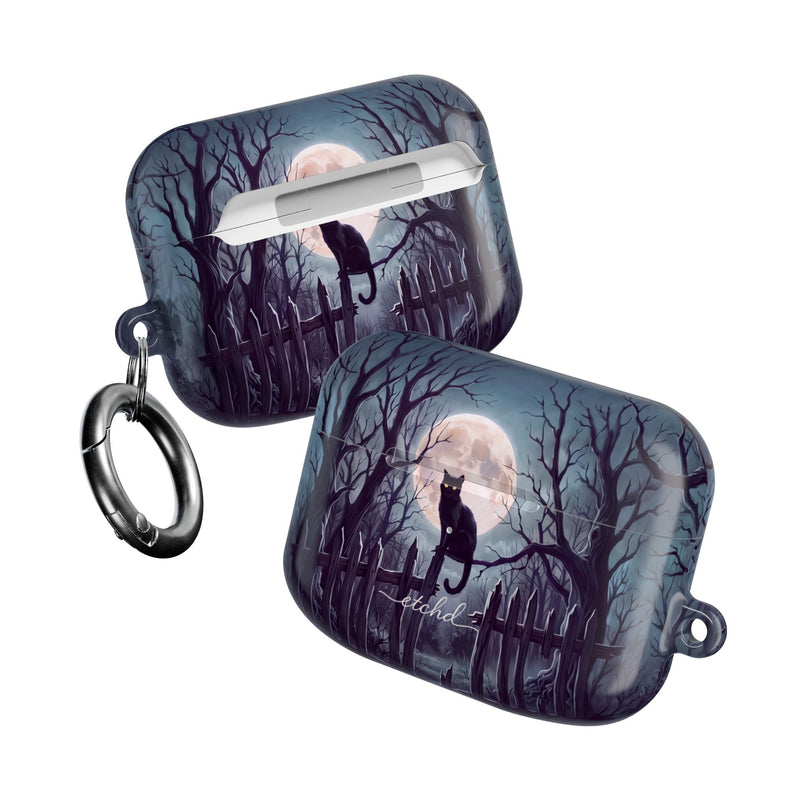 Midnight Cat AirPod Case by etchd, view 10