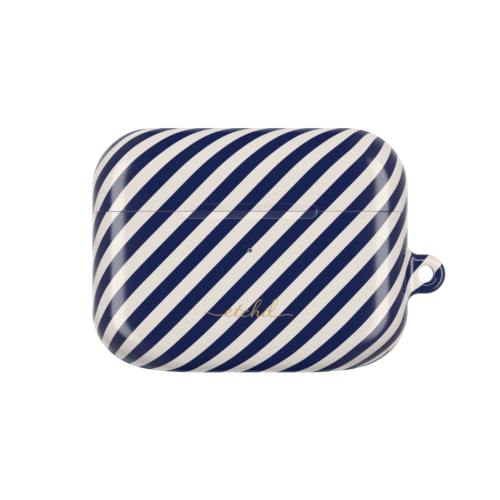 Navy & Cream Striped Diagonal AirPod Case by etchd