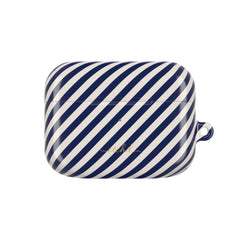 Navy & Cream Striped Diagonal AirPod Case by etchd