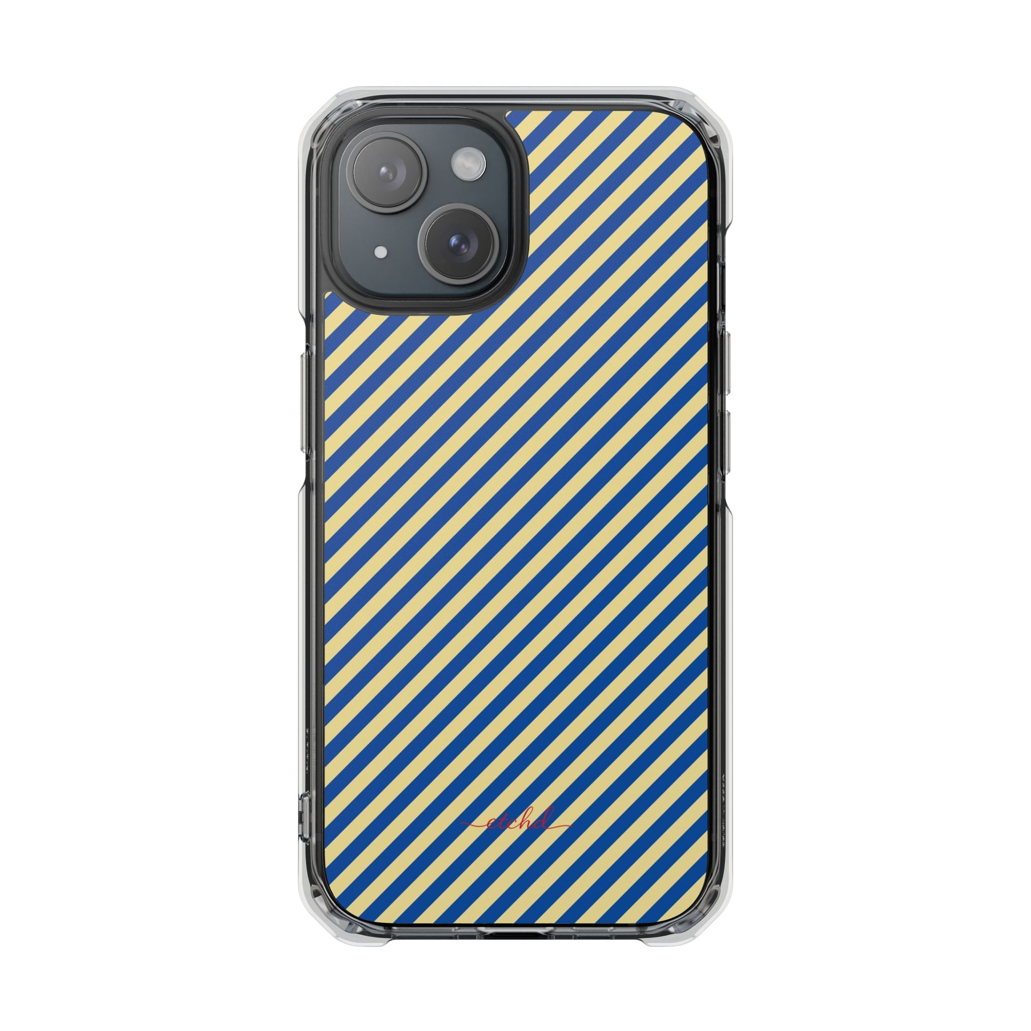 Cobalt And Butter Diagonal Clear Magnetic Phone Case by etchd, view 2