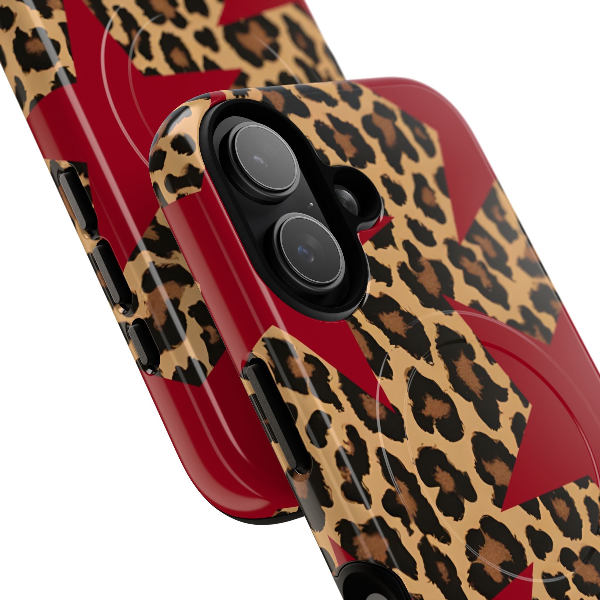 Leopard & Red Stars Magnetic Phone Case by etchd, view 87