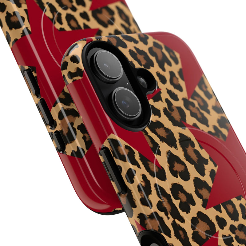 Leopard & Red Stars Magnetic Phone Case by etchd, view 87