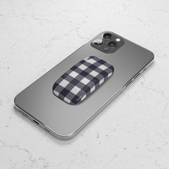 White & Navy Gingham Click-On Phone Grip by etchd, view 5