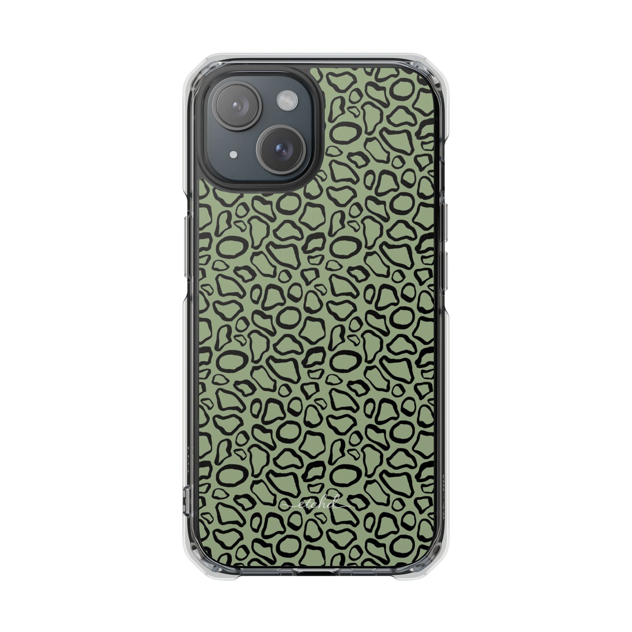 Abstract Print Sage Clear Magnetic Phone Case by etchd, view 2