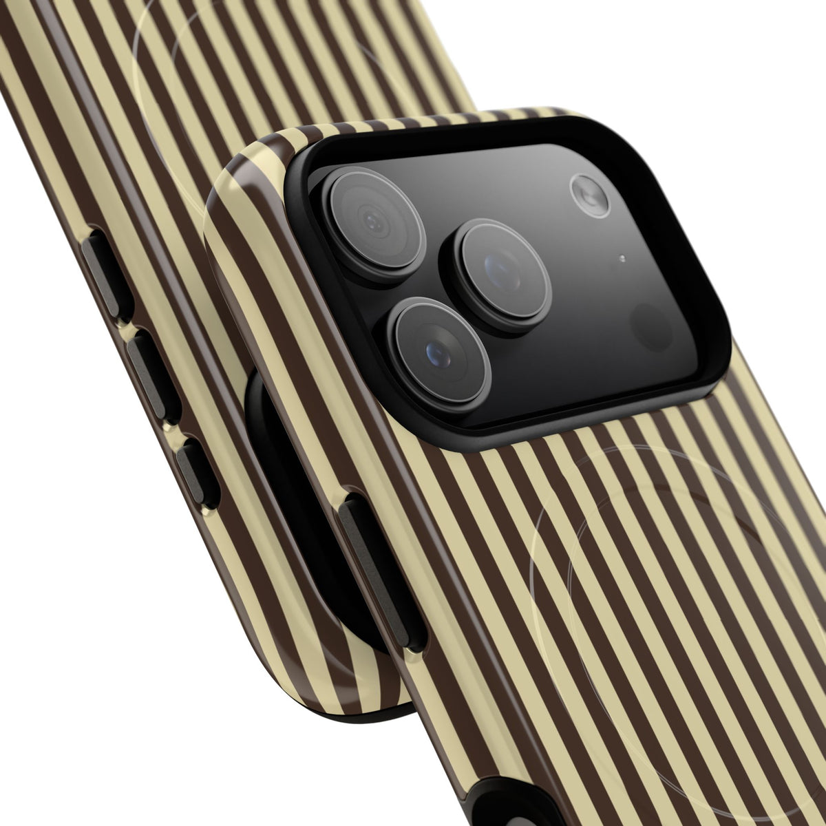 Butter & Brown Striped Magnetic Phone Case by etchd, view 99