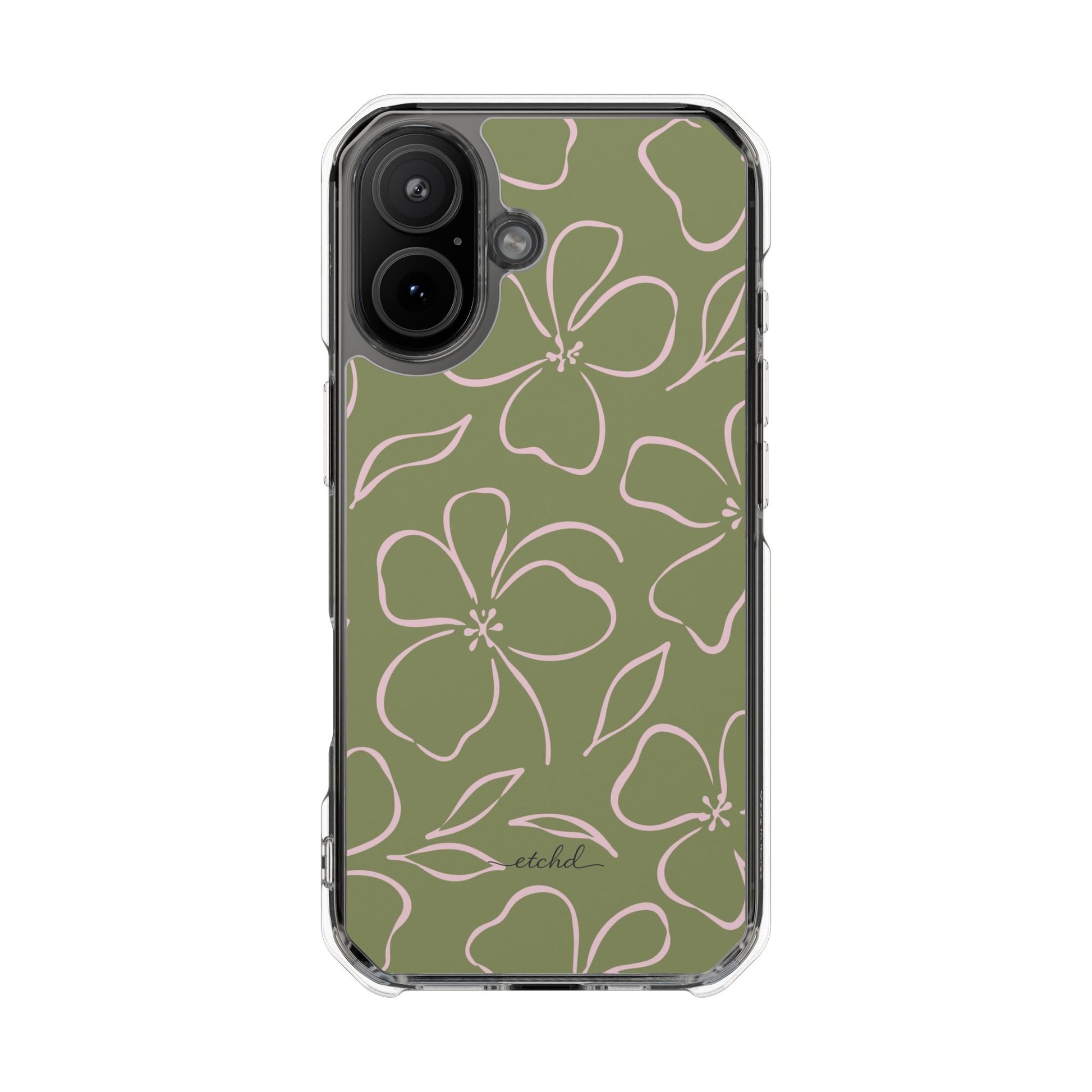 Green & Pink Floral Clear Magnetic Phone Case by etchd, view 13