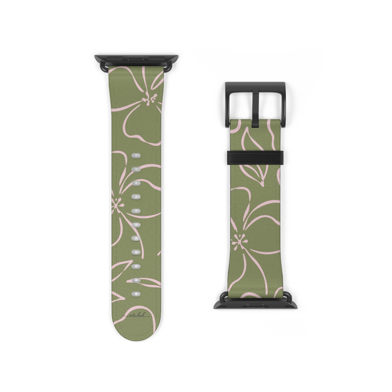 Green & Pink Floral Smartwatch Strap by etchd, view 9