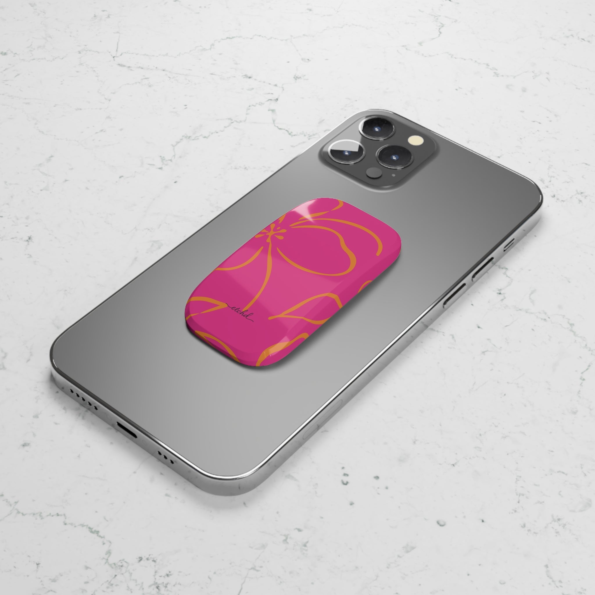 Pink & Orange Floral Click-On Phone Grip by etchd, view 5