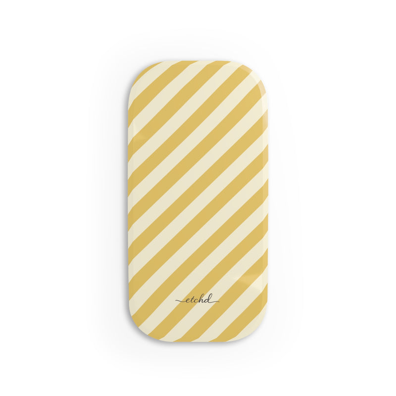 Butter & Cream Striped Diagonal Anello clip per telefono di etchd