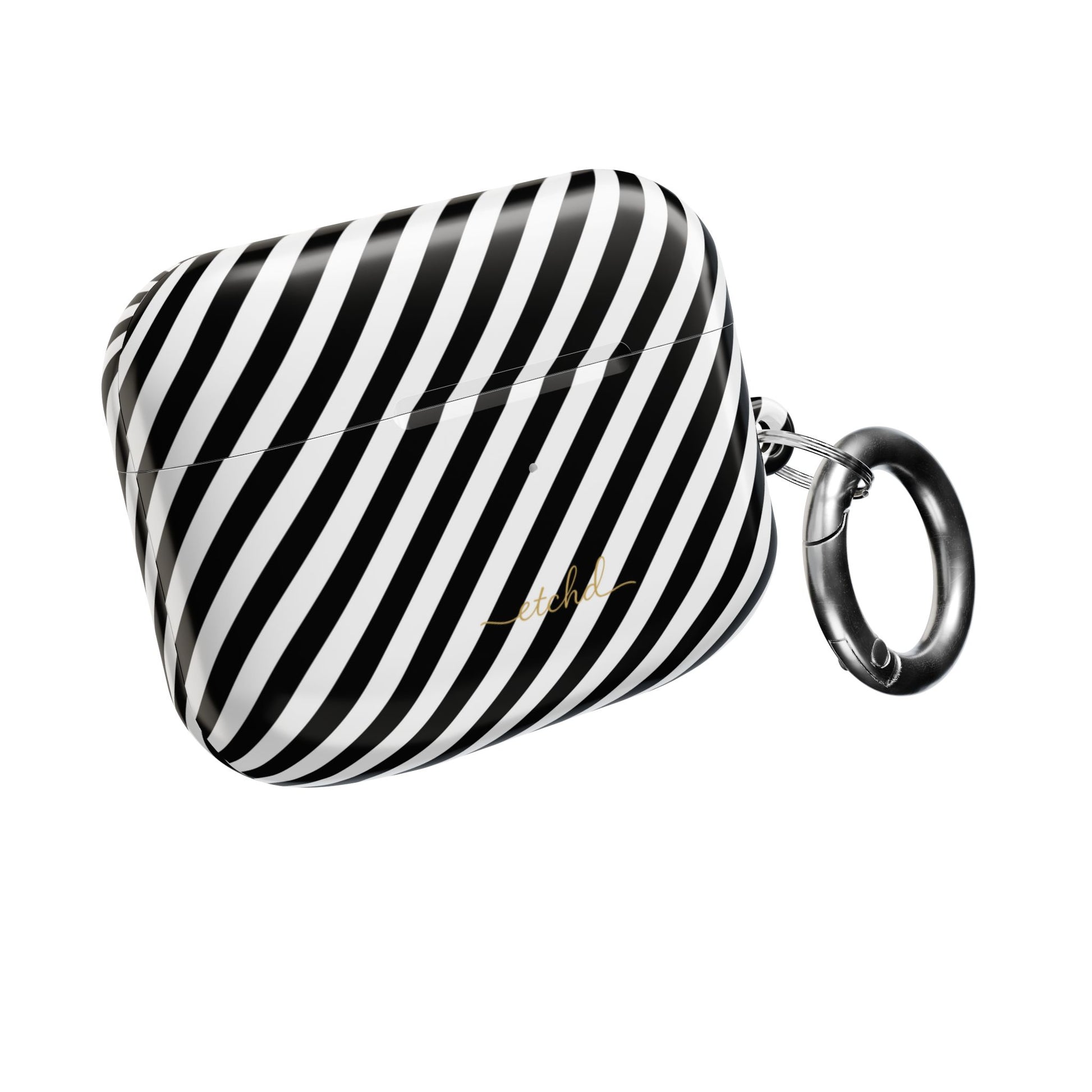 Black & White Striped Diagonal AirPod Case by etchd, view 8