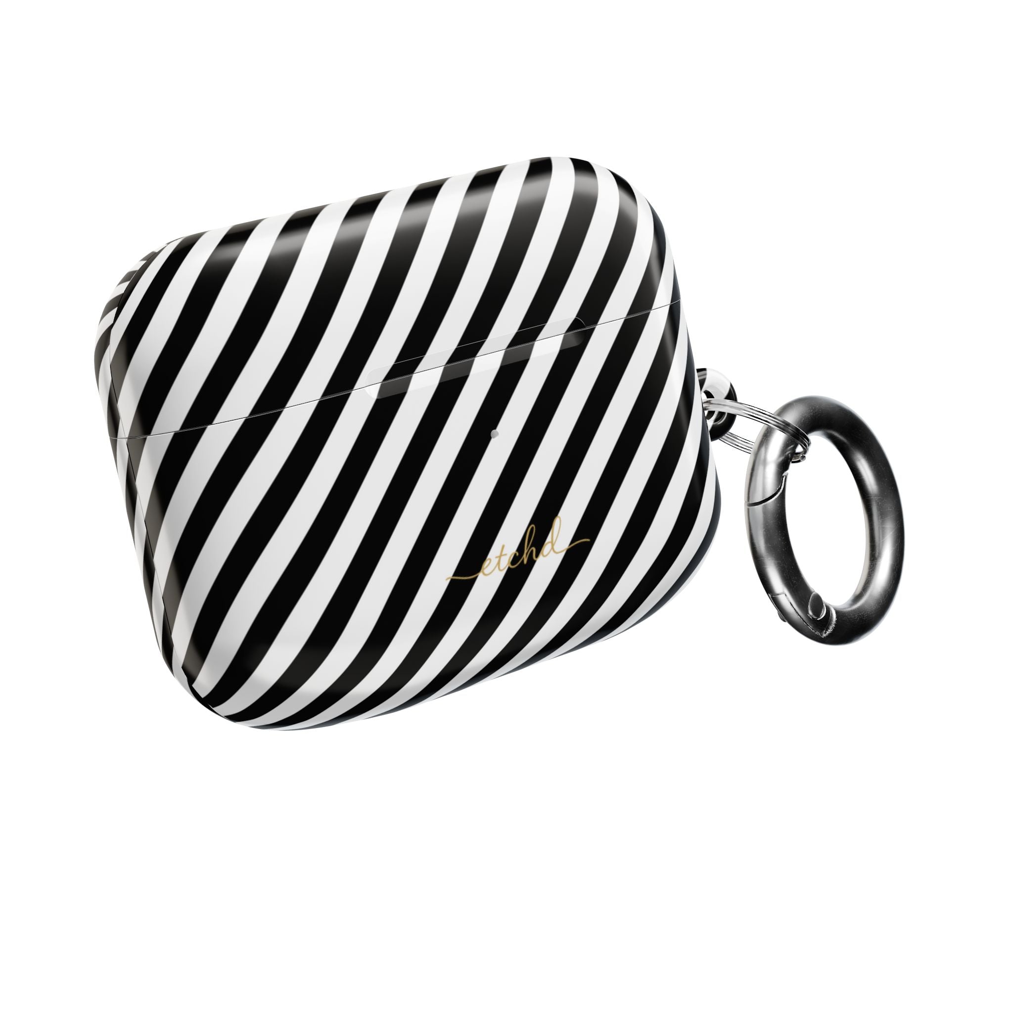 Black & White Striped Diagonal AirPod Case by etchd, view 8