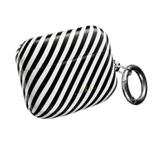 Black & White Striped Diagonal AirPod Case by etchd, view 8