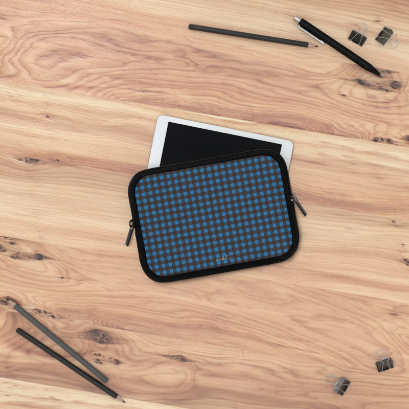 Cerulean & Espresso Gingham Laptop Sleeve by etchd, view 14