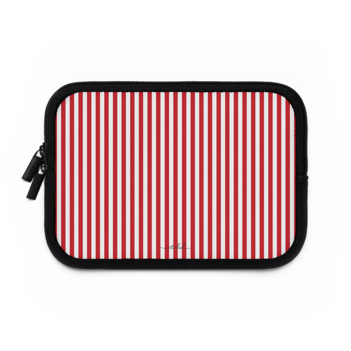 Classic Red & White Striped Custodia per laptop di etchd, vista 2
