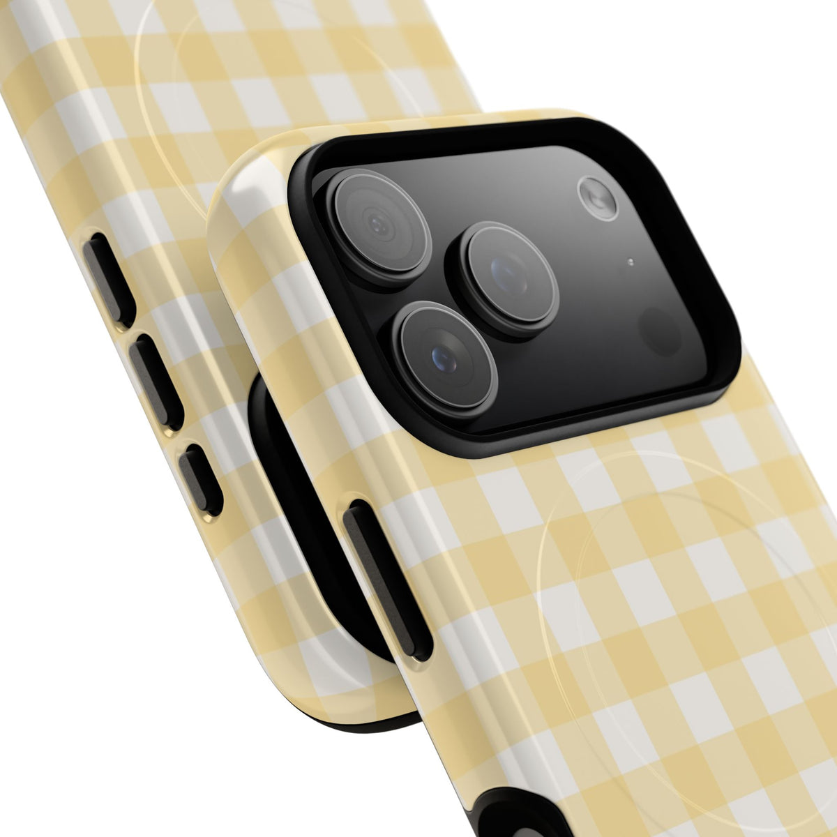 Butter & White Gingham Magnetic Phone Case by etchd, view 99