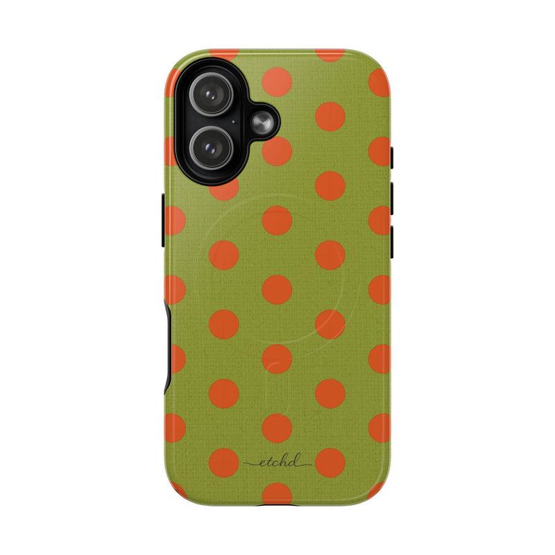 Persimmon And Wasabi Polka Dot Magnetic Phone Case by etchd, view 25
