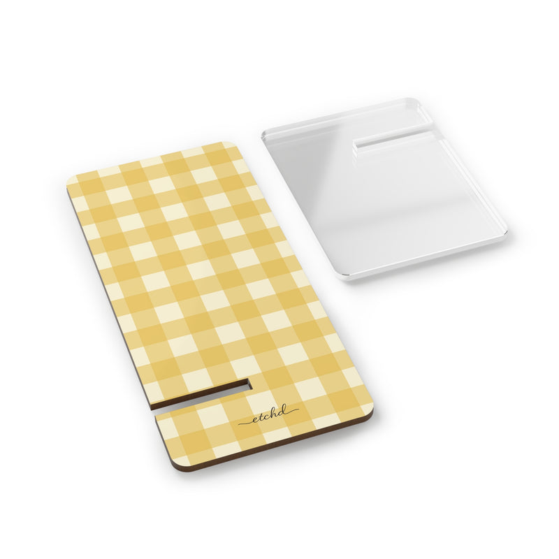 Butter & Cream Gingham Phone Stand by etchd, view 2