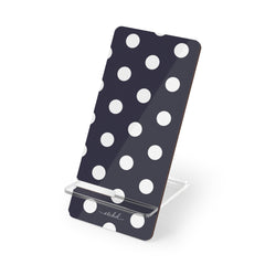 White And Navy Polka Dot Phone Stand by etchd