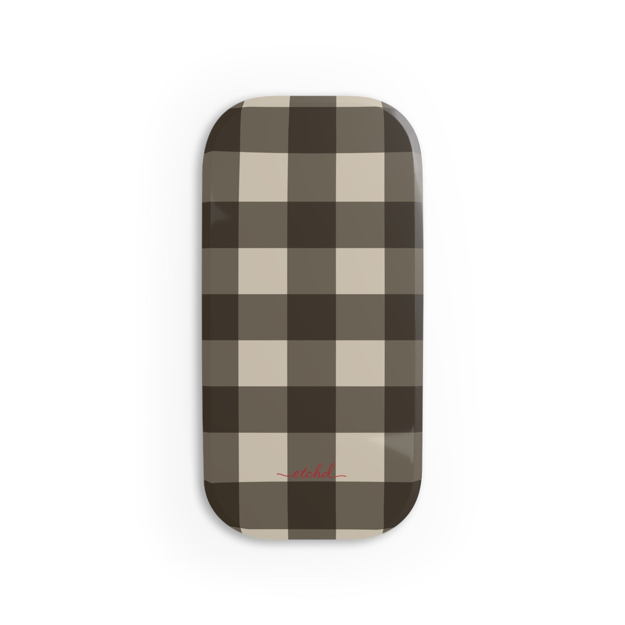 Cream & Brown Gingham Click-On Phone Grip by etchd