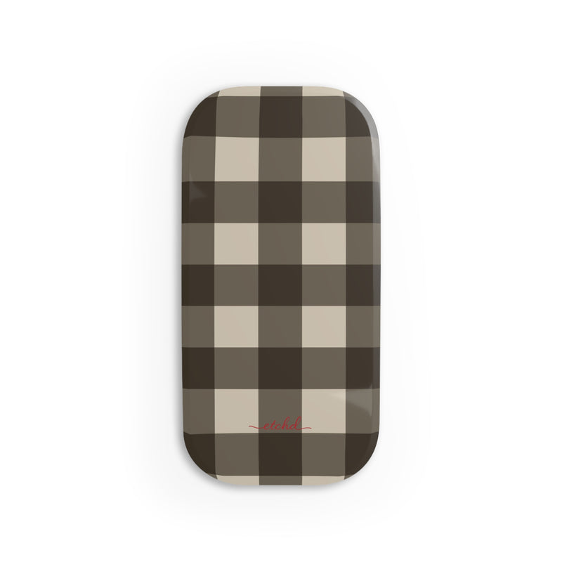 Cream & Brown Gingham Click-On Phone Grip by etchd