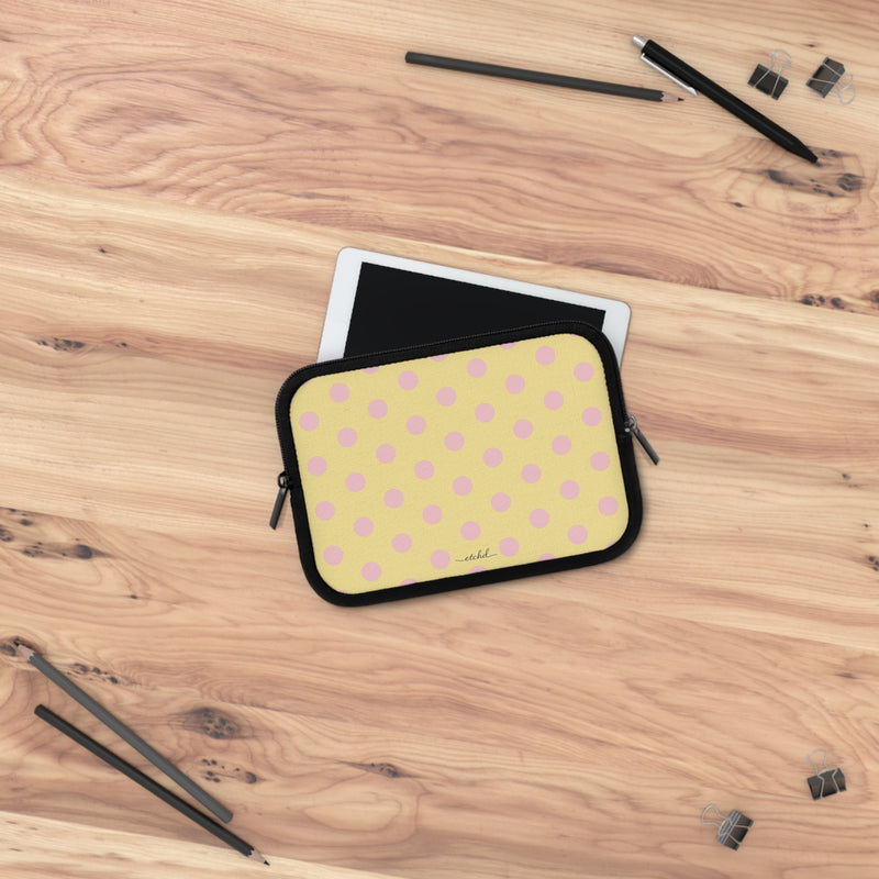 Pink And Butter Polka Dot Laptop Sleeve by etchd, view 14