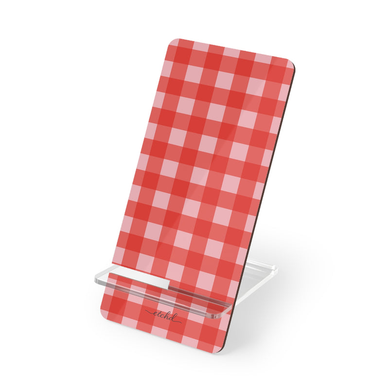 Blush & Poppy Gingham Phone Stand by etchd