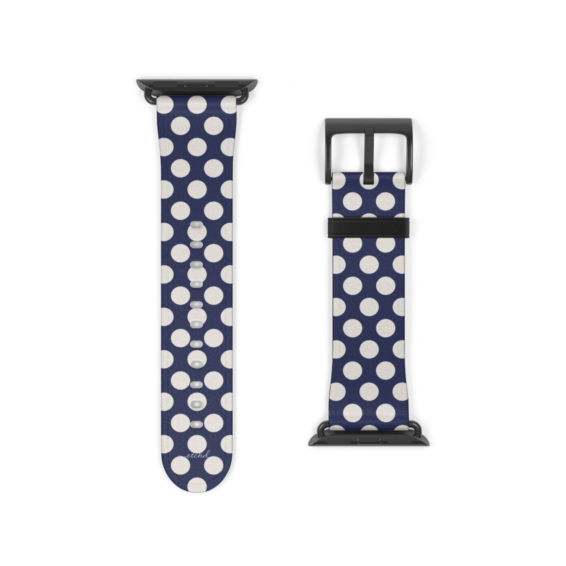 Cream & Navy Polka Dot Smartwatch Strap by etchd, view 9
