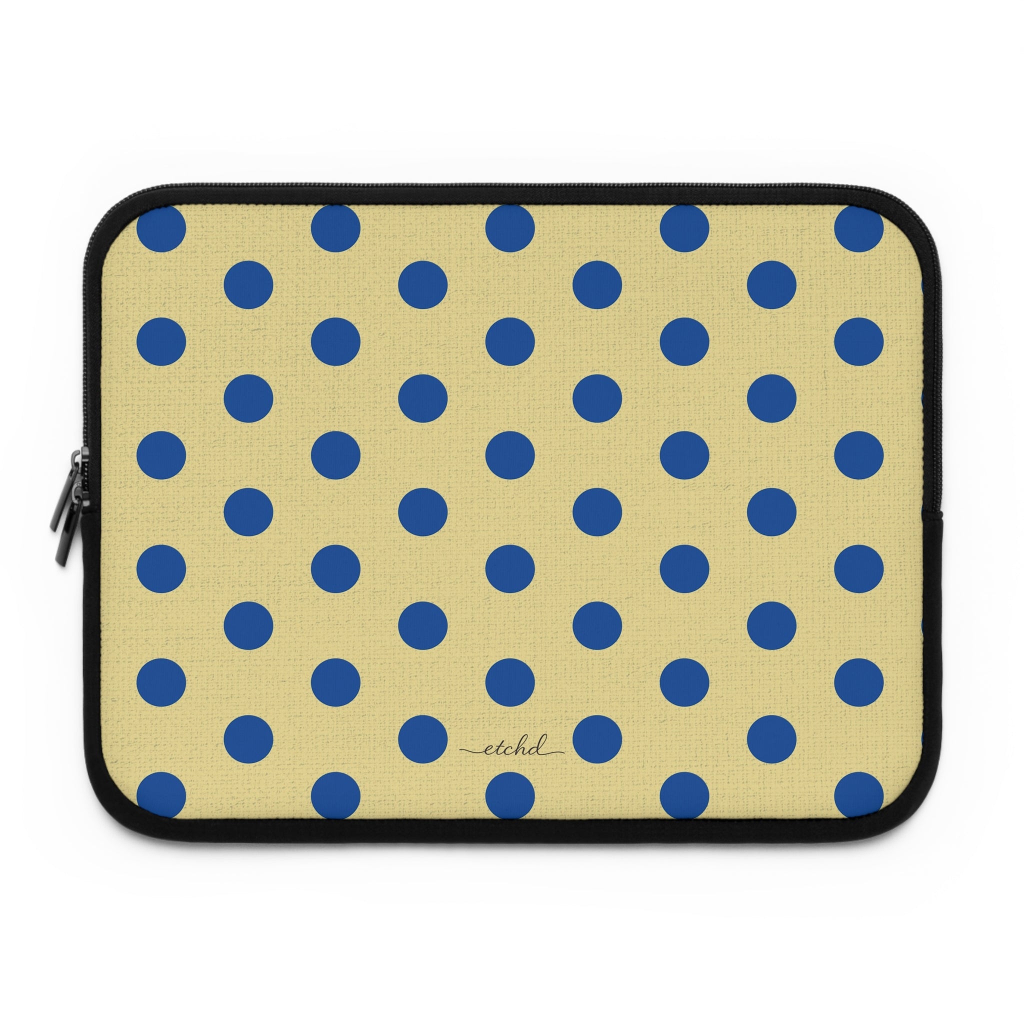 Cobalt And Butter Polka Dot Laptop Sleeve by etchd