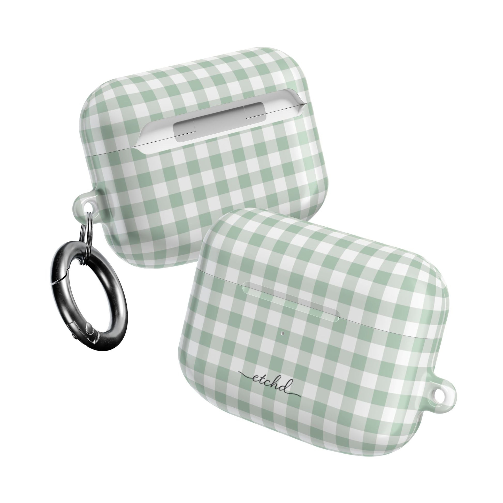 Sage & White Gingham AirPod Case by etchd, view 10