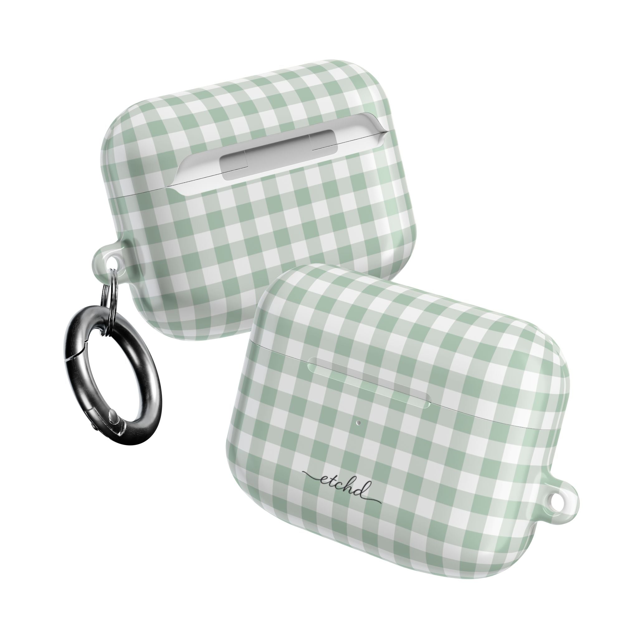 Sage & White Gingham AirPod Case by etchd, view 10